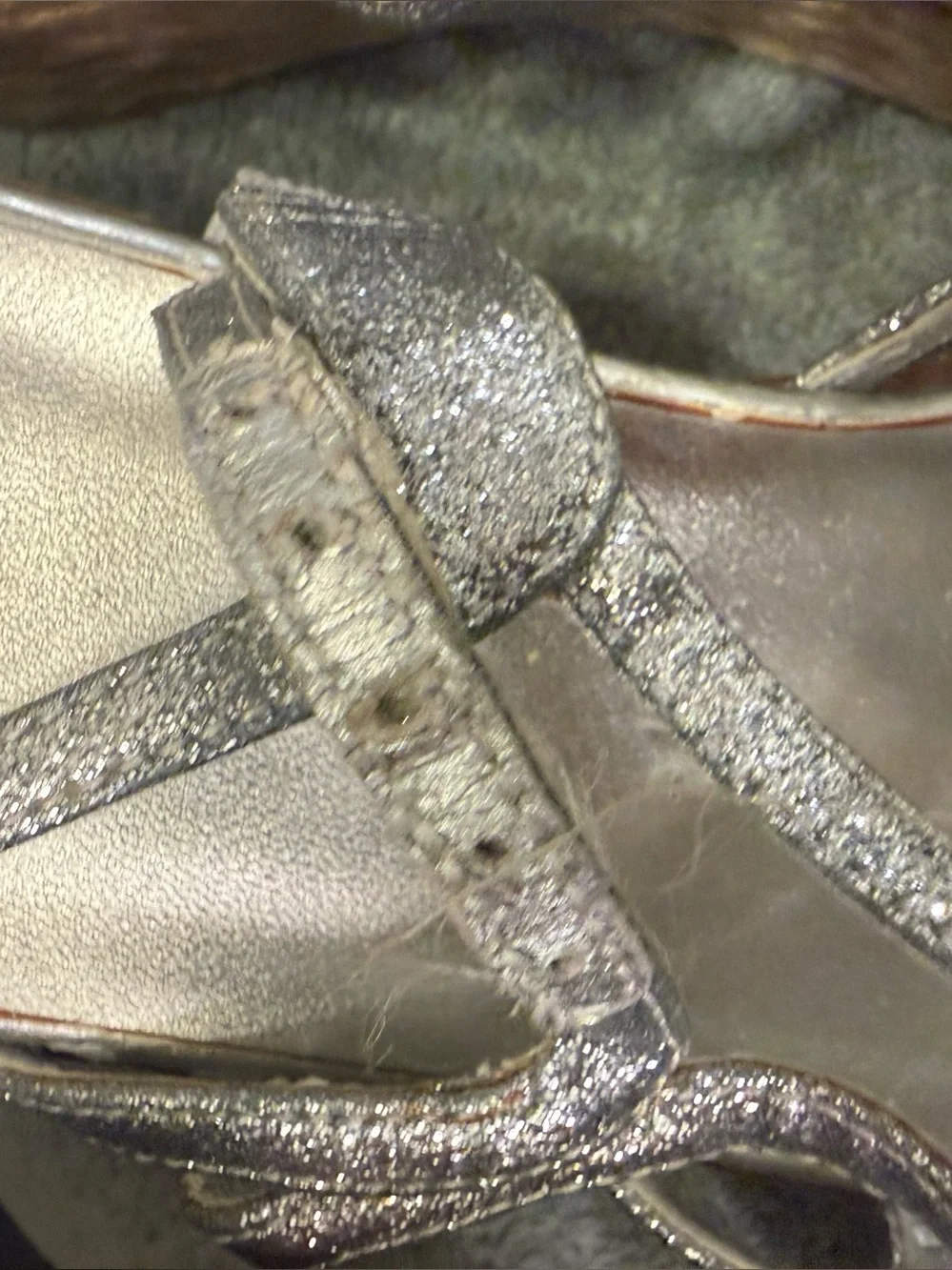 Stuart Weitzman Silver Glitter Espadrille Wedge Sandals Size 8M